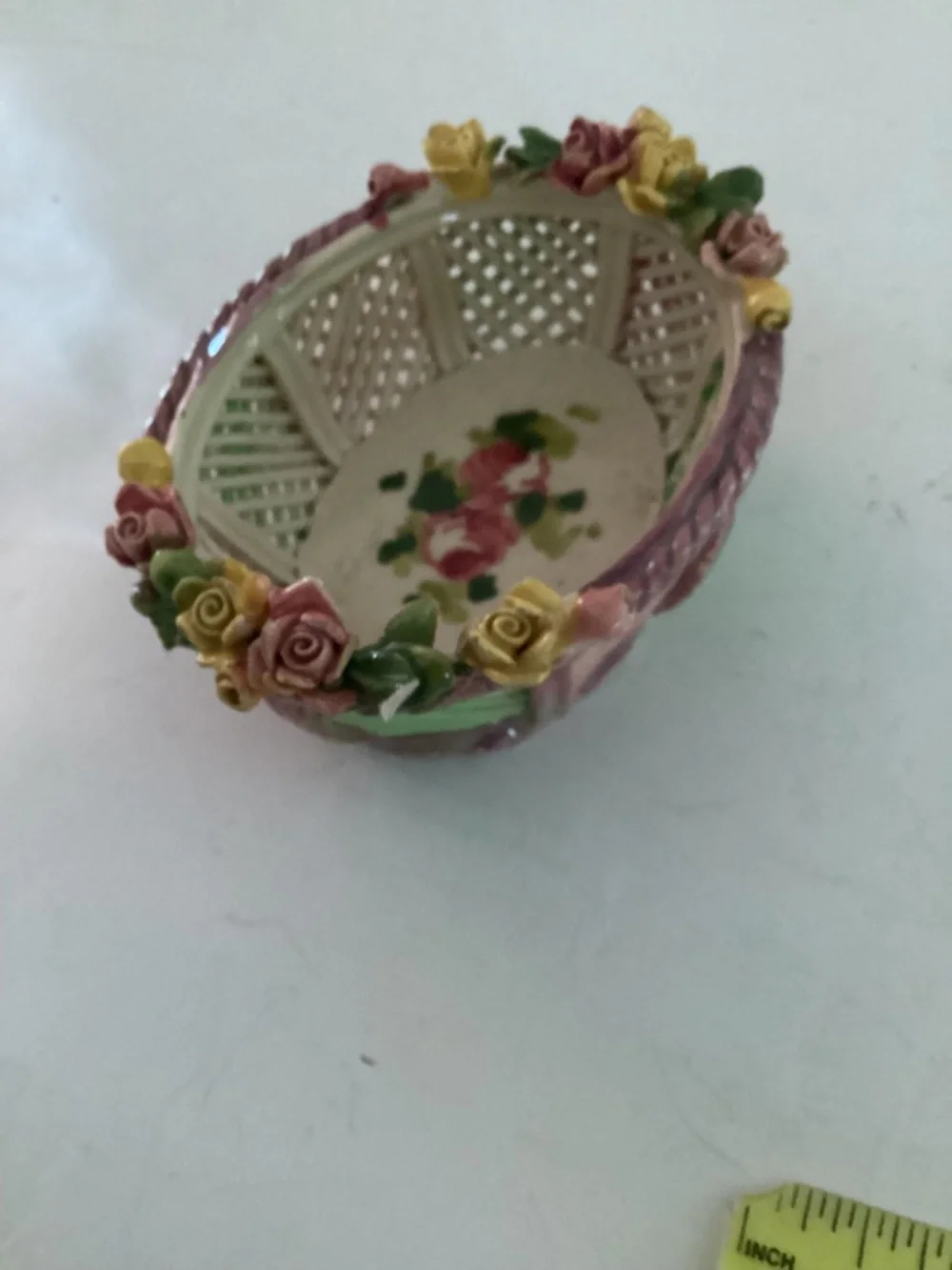 Handmade Vintage Capodimonte Italian Trinket Basket